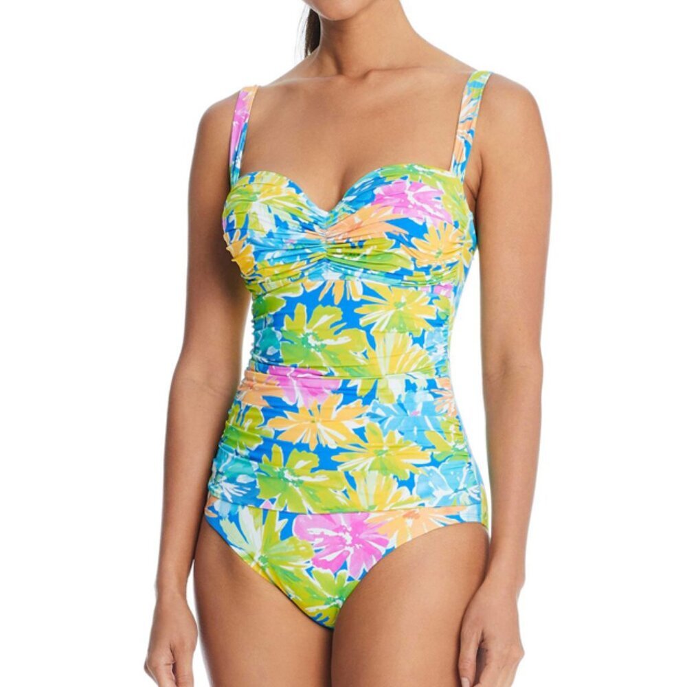 NWT Bleu Rod Beattie Women's Spring It On Shirred Bandeau One Piece Swimsuit 4